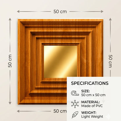 Teak Wood Gold Accent Design Acrylic 3D Wall Panel-5