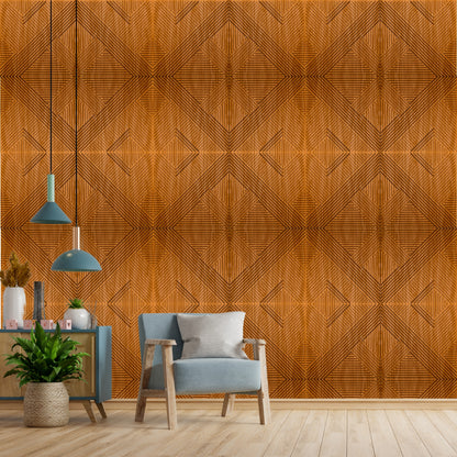 Teak Wood Self Adhesive Panels Line Abstract Design