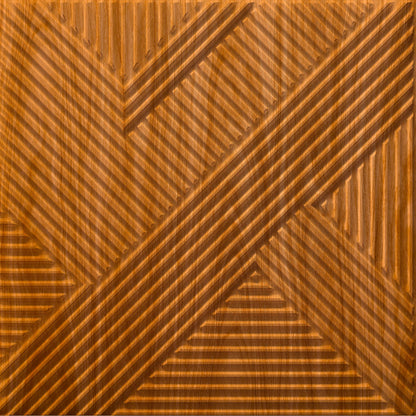 Teak Wood Self Adhesive Panels Line Abstract Design