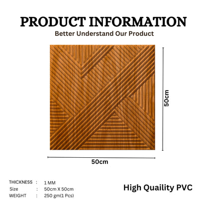 Teak Wood Self Adhesive Panels Line Abstract Design