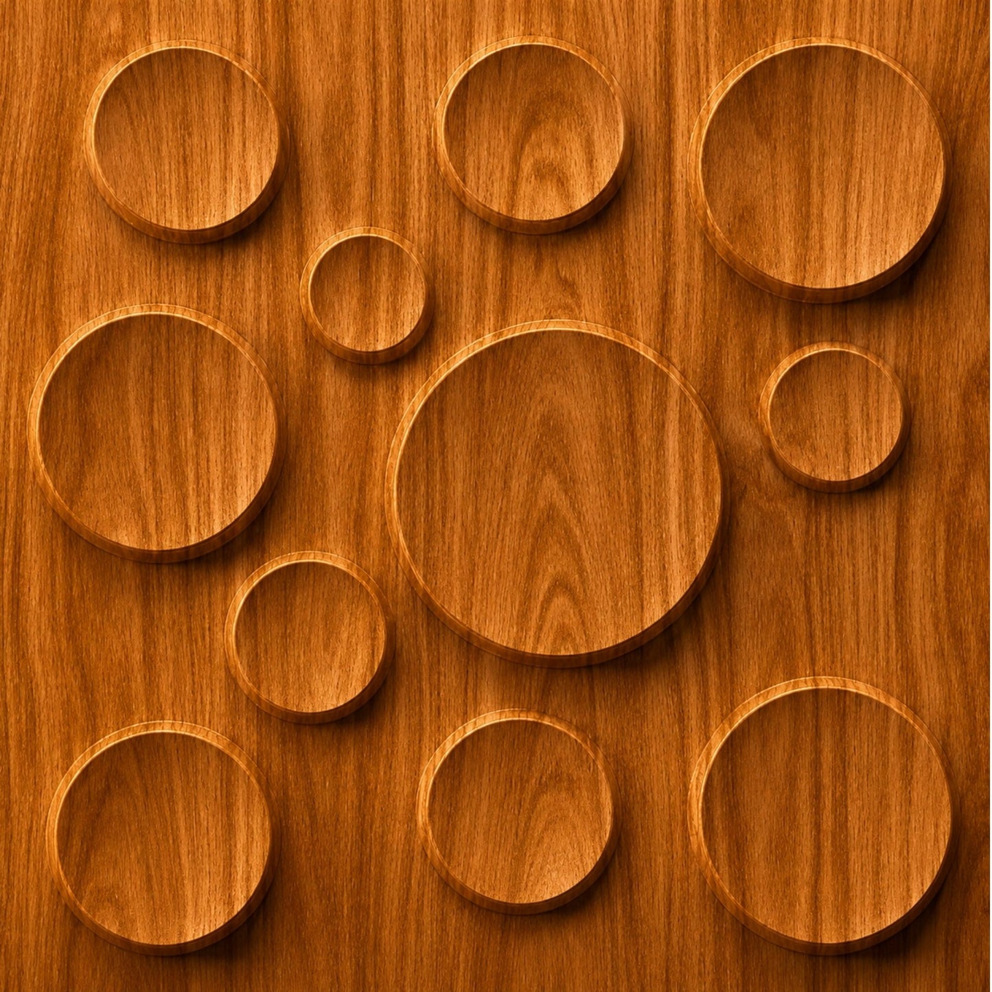 Teak Wood Moon Design 3D Wall Panel
