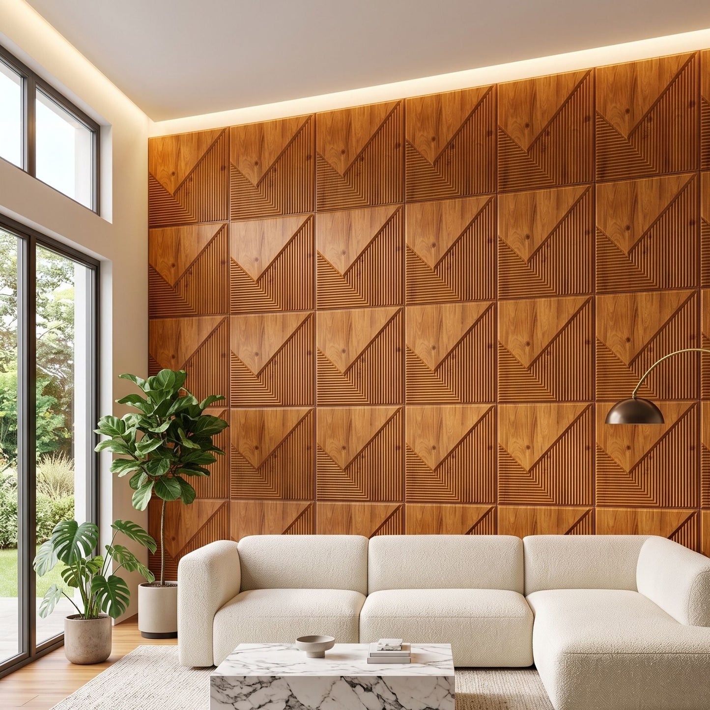 Teak Wood Plaina Design 3D Wall Panel-1