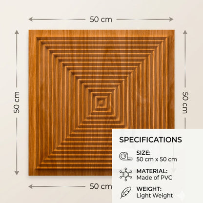 Teak Wood Pyramid Design 3D Wall Panel-2