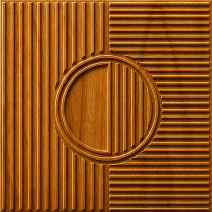 Teak Wood Self Adhesive PVC wall Panels Fluted Circle Design
