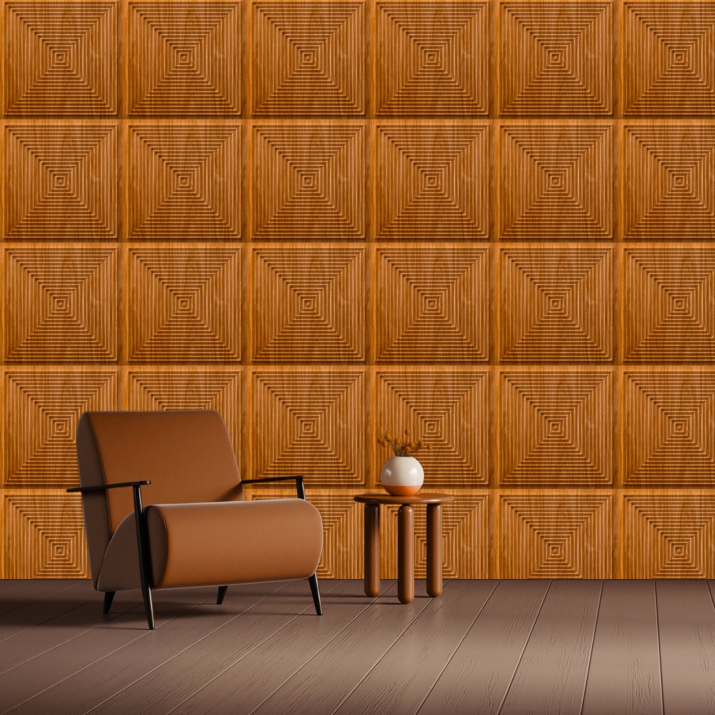 Teak Wood Self Adhesive Panels Square Design TP112
