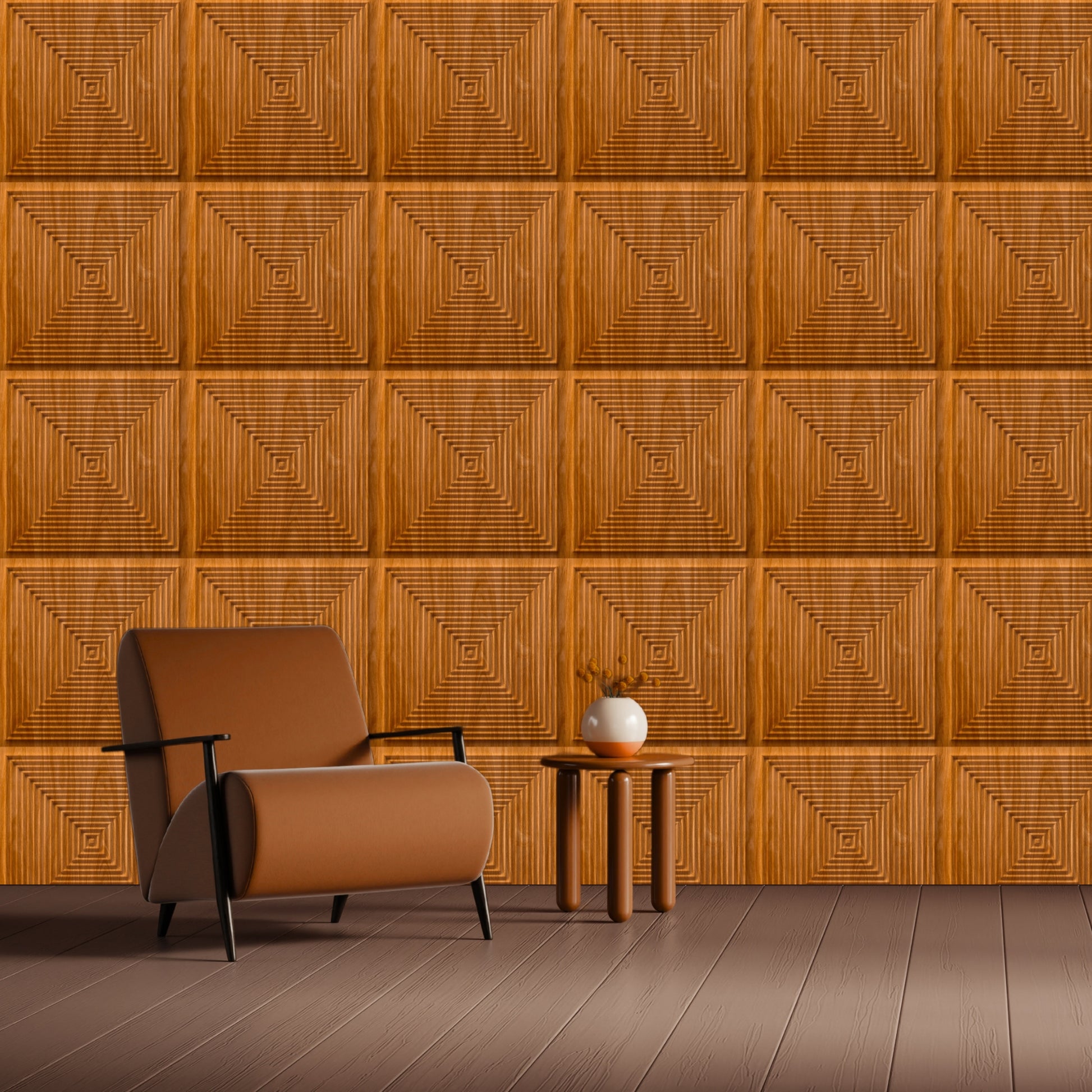 Teak Wood Self Adhesive Panels Square Design TP112
