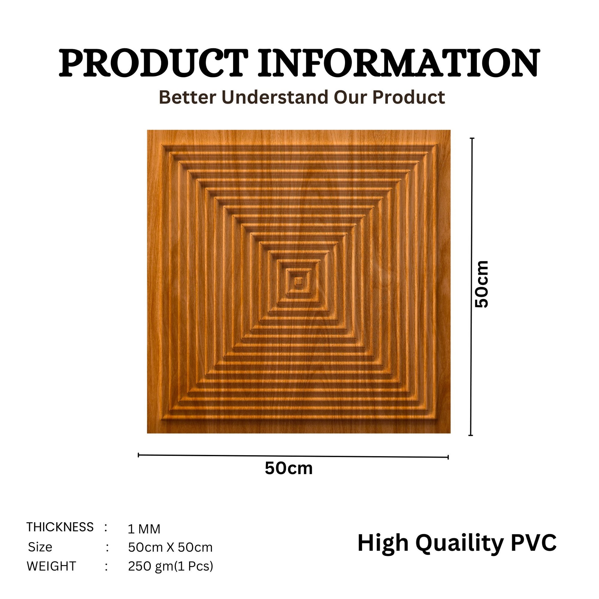 Teak Wood Self Adhesive Panels Square Design TP112
