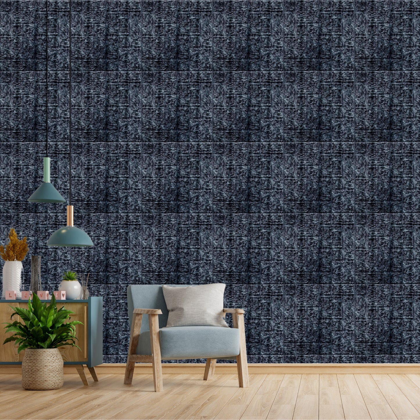 Thunder Black Self Adhesive Wall Panels Abstract Design