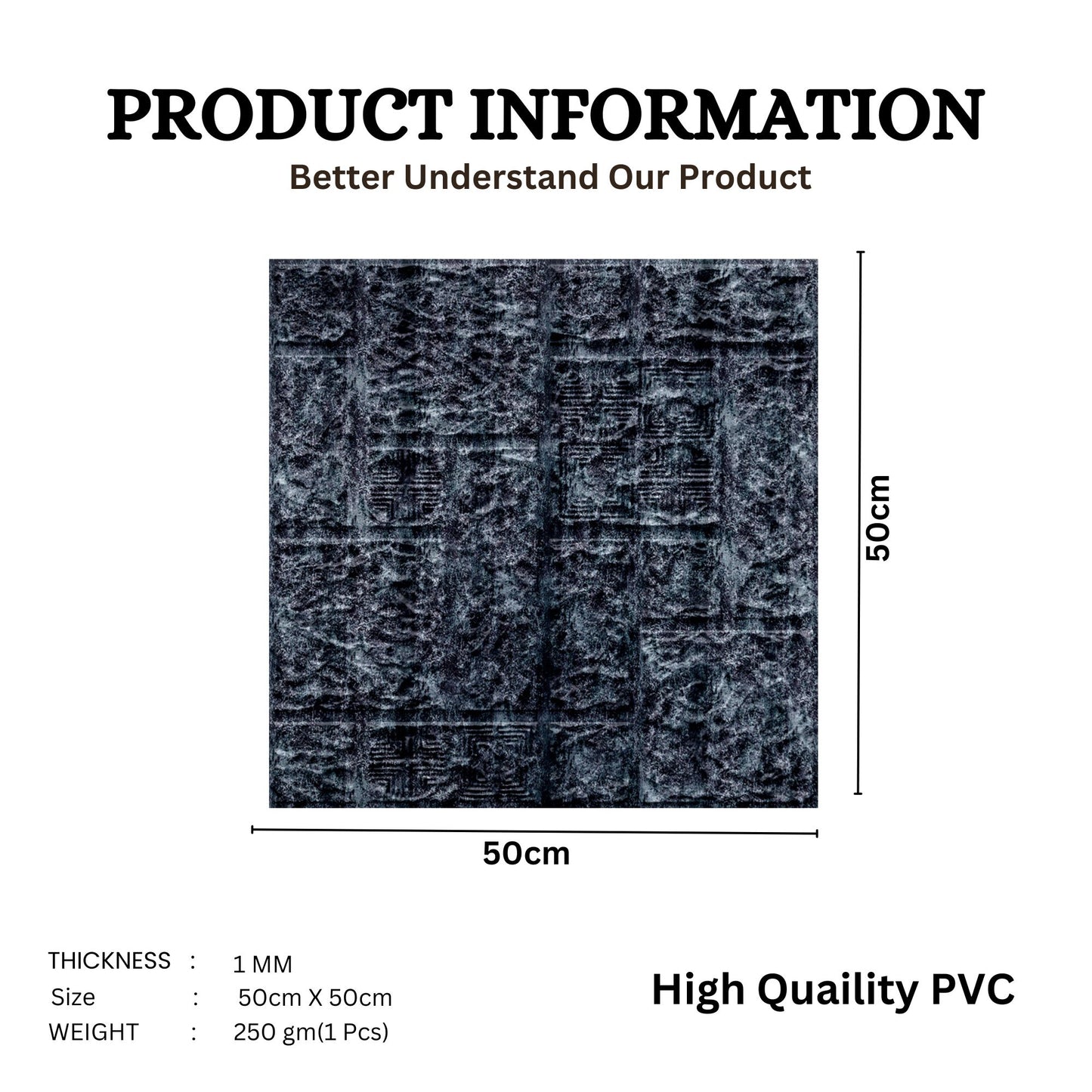 Thunder Black Self Adhesive Wall Panels Abstract Design