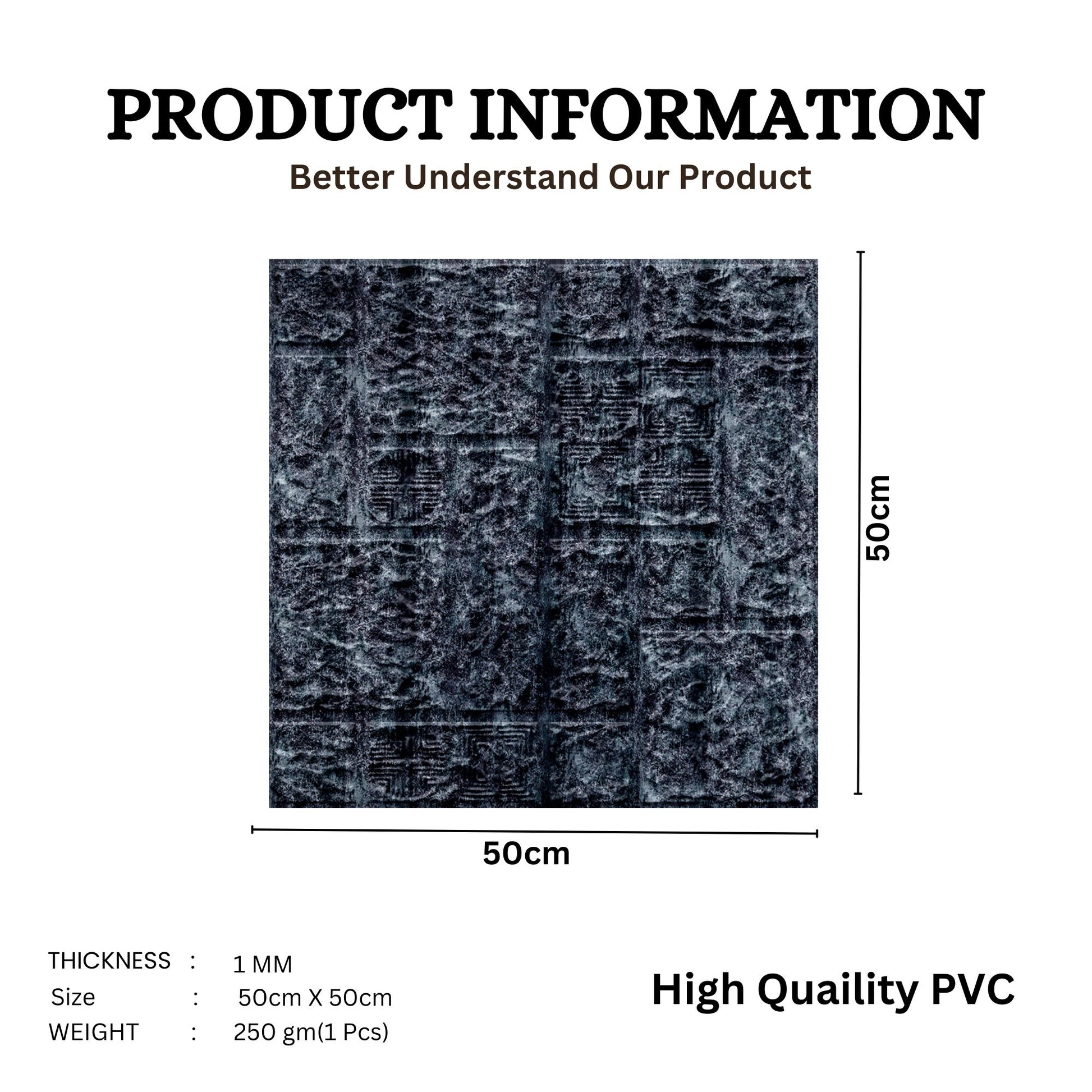 Thunder Black Self Adhesive Wall Panels Abstract Design