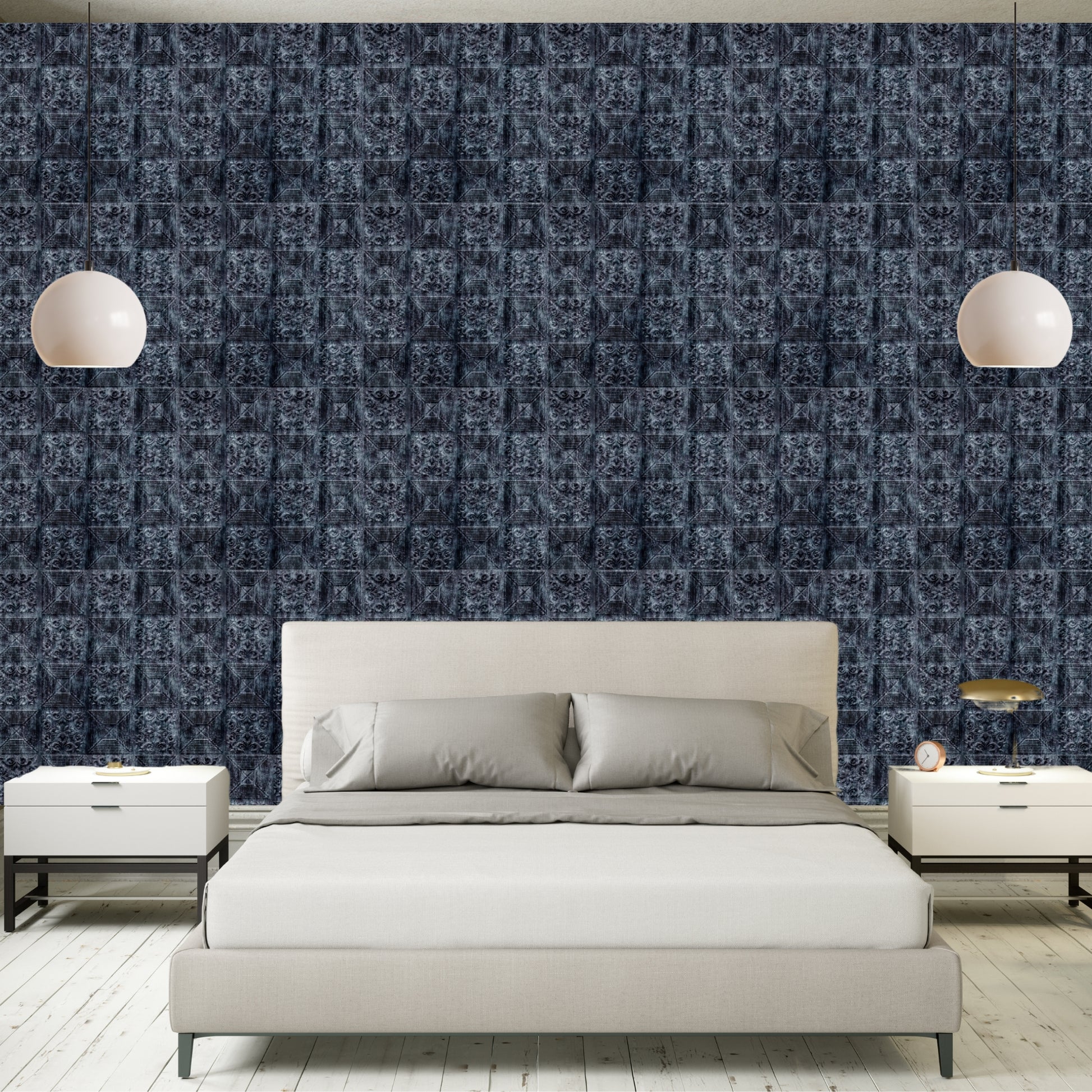 Thunder Black Self Adhesive Wall Panels Flower Design