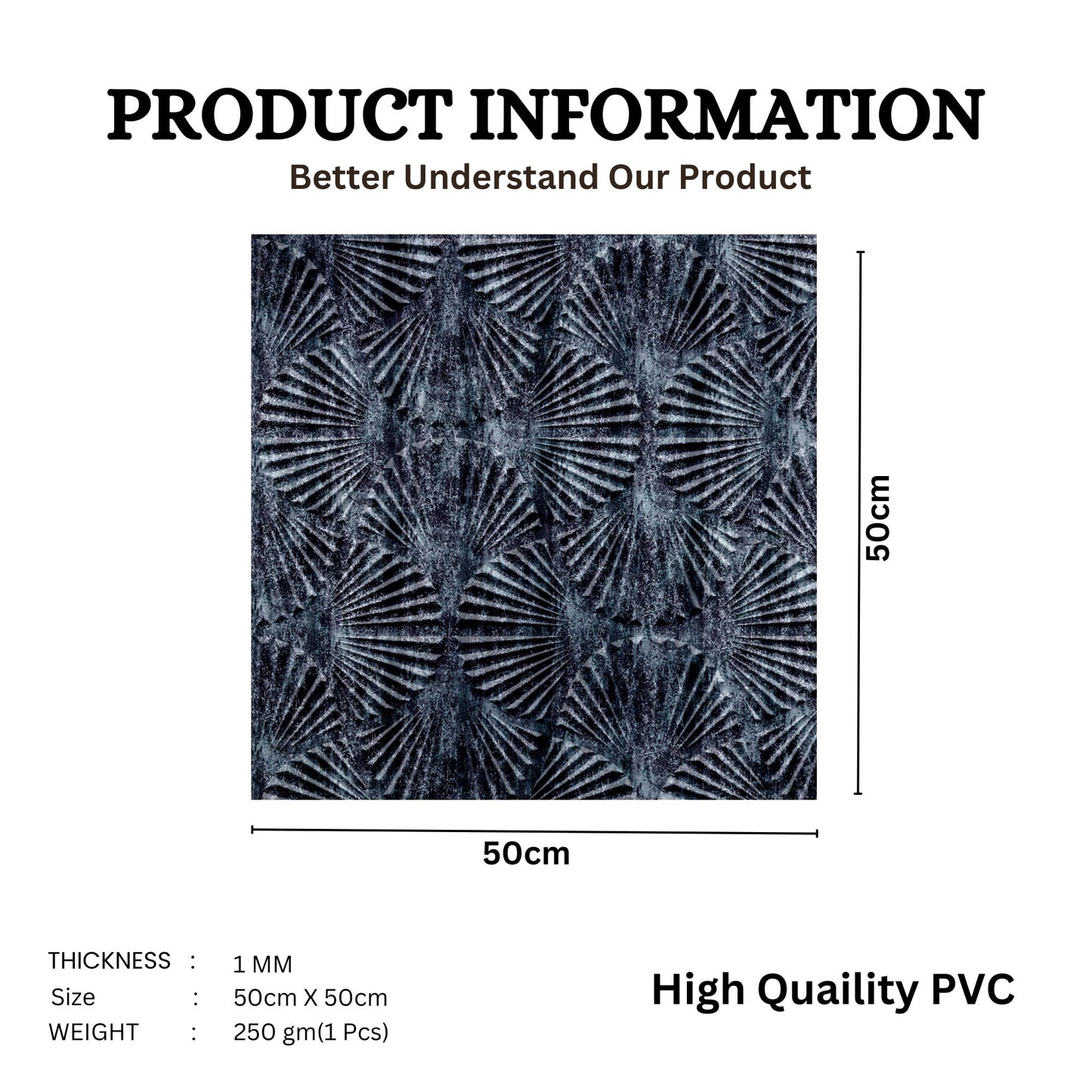 Thunder Black Self Adhesive Panels Hand Fan Design