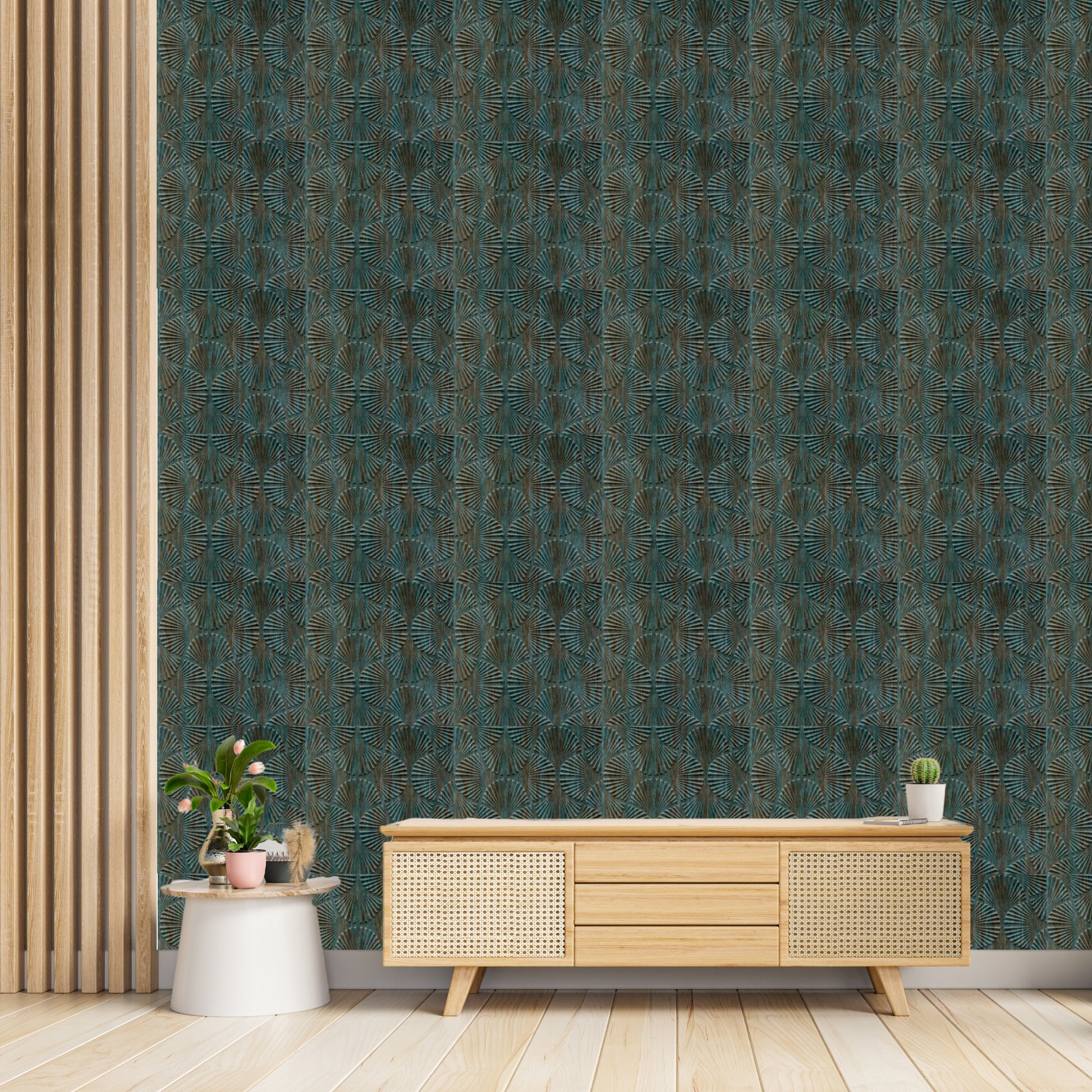 Rustic Wood Self Adhesive Panels Hand Fan Design