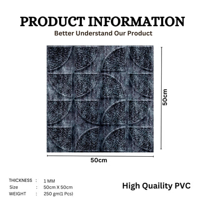 Thunder Black Self Adhesive Panels Quarter Circle Design