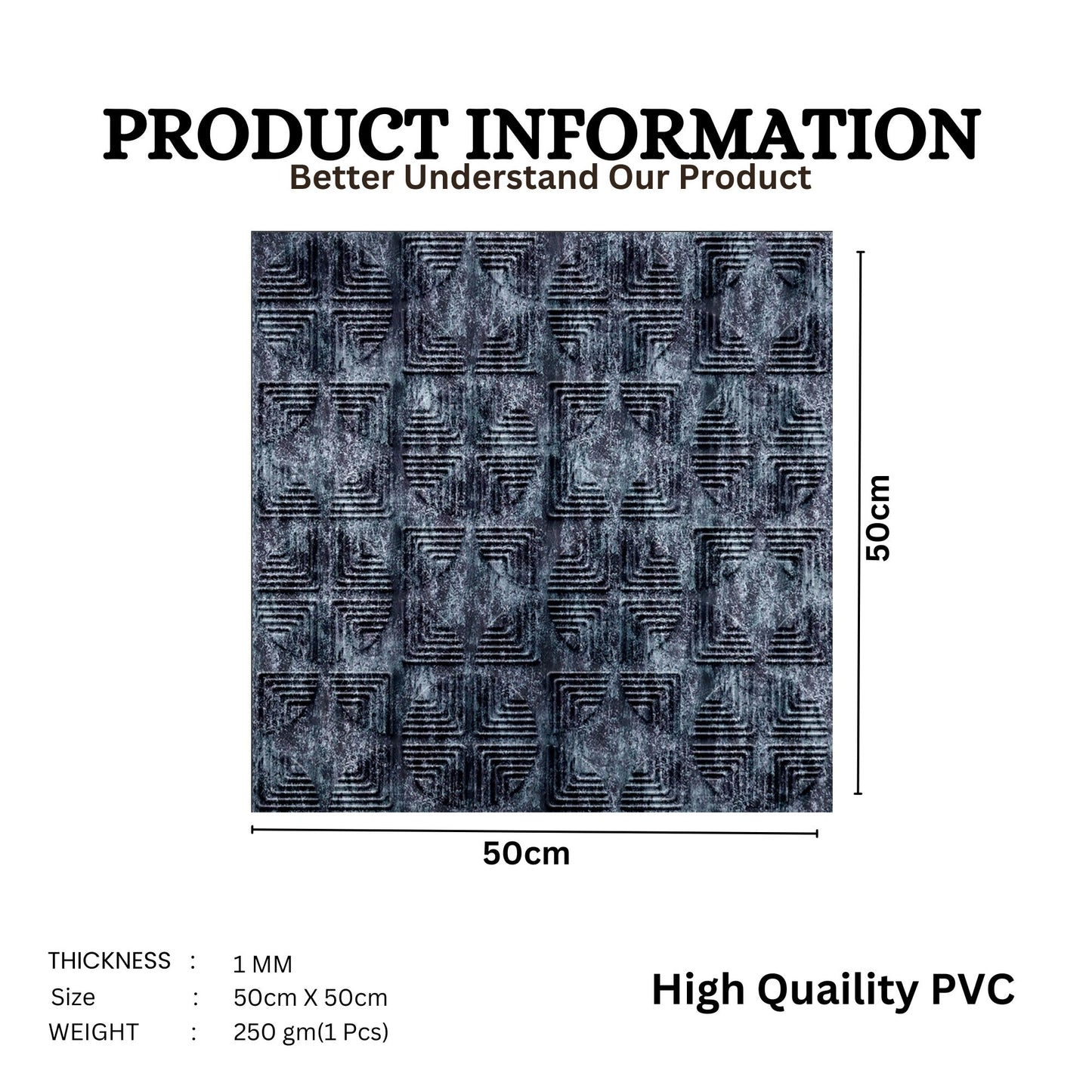 Thunder Black Self Adhesive Panels Quarter Circle Design
