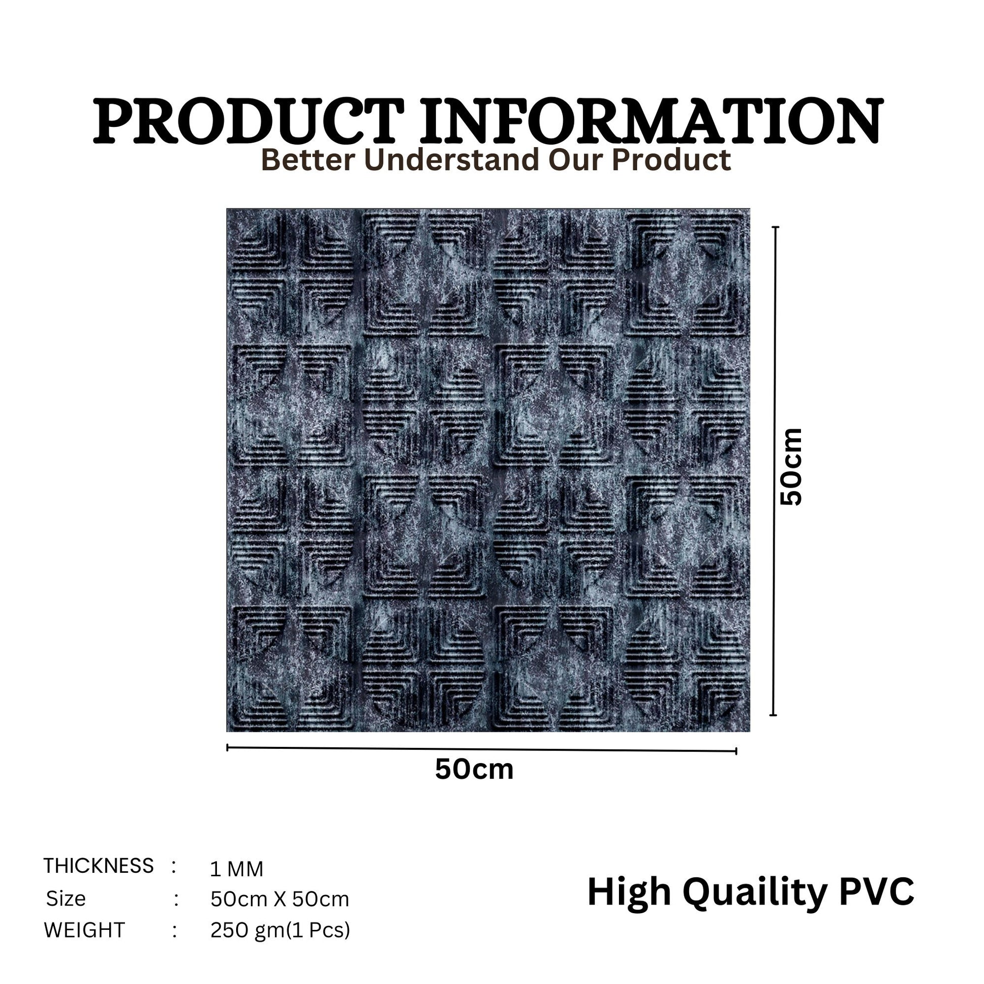 Thunder Black Self Adhesive Panels Quarter Circle Design
