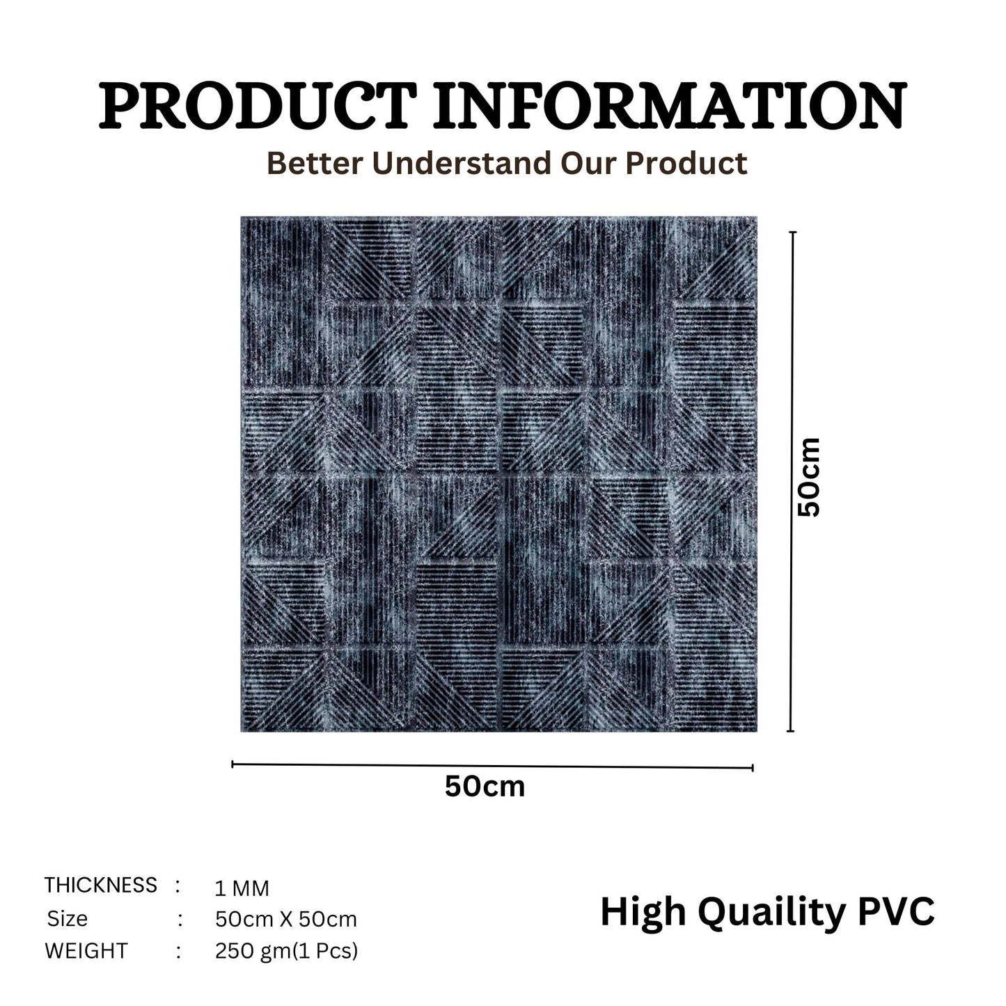 Thunder Black Self Adhesive Panels Stripe Design