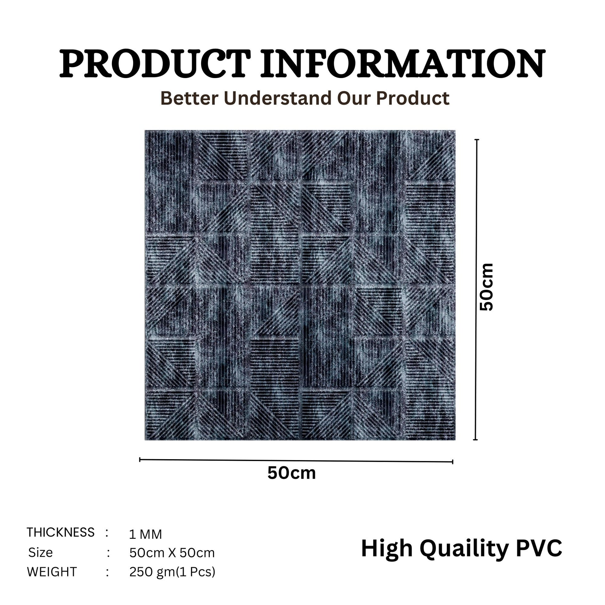 Thunder Black Self Adhesive Panels Stripe Design