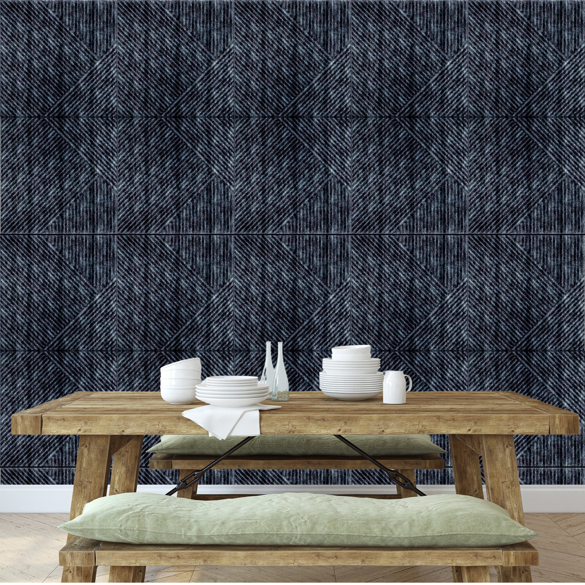 Thunder Black Self Adhesive Panels Stripe Design