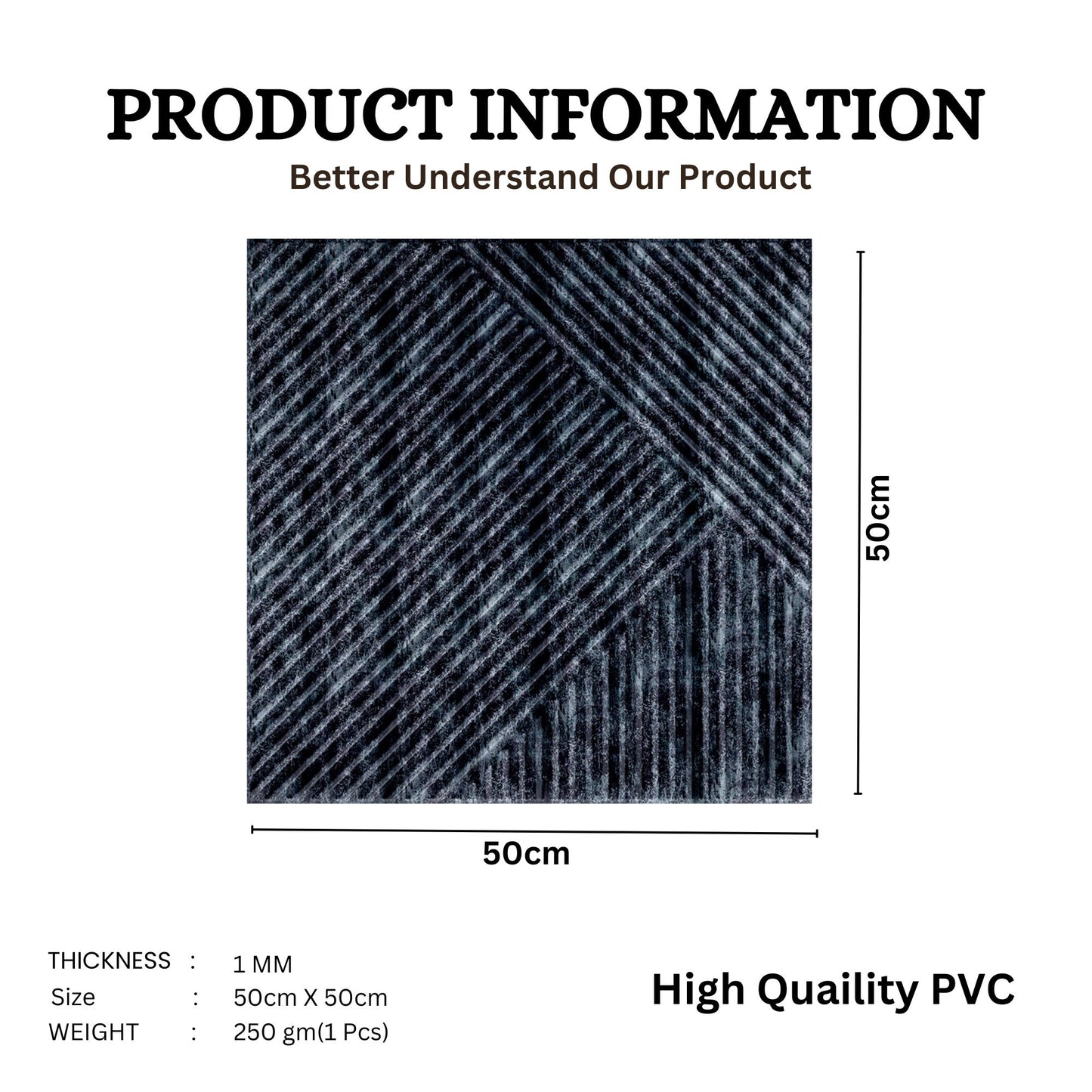Thunder Black Self Adhesive Panels Stripe Design