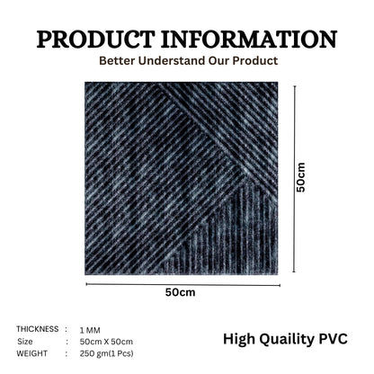 Thunder Black Self Adhesive Panels Stripe Design