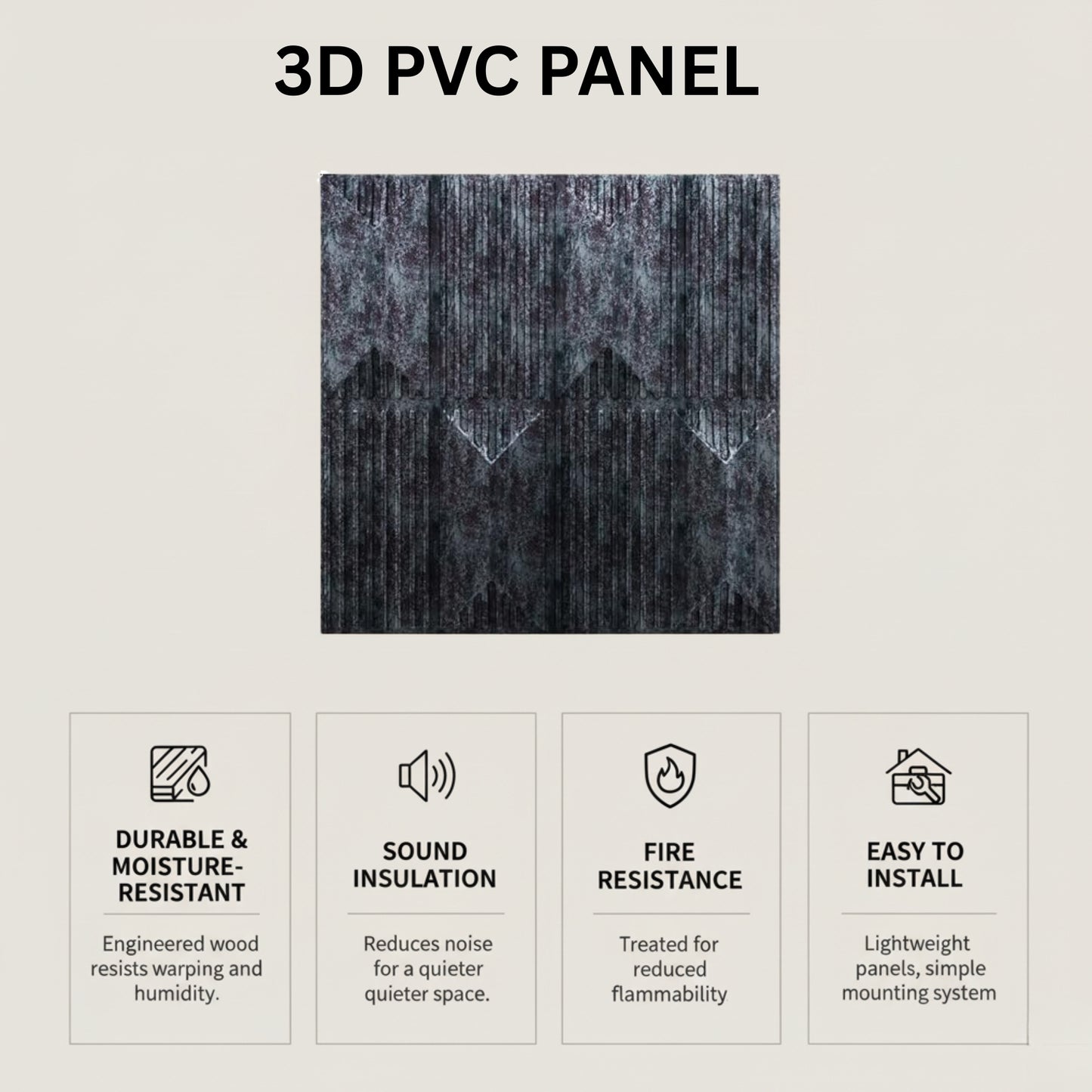 Thunder Black 3D Wall Panels Artisan Design