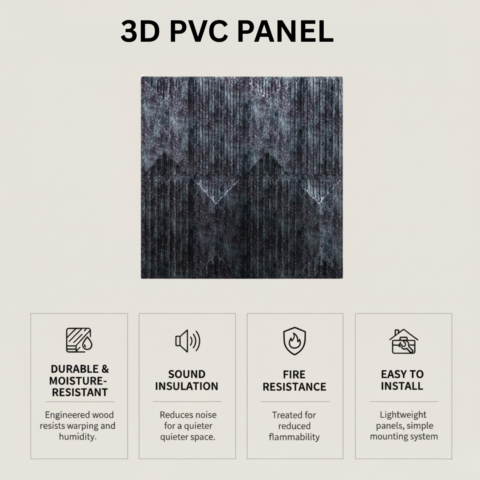 Thunder Black 3D Wall Panels Artisan Design
