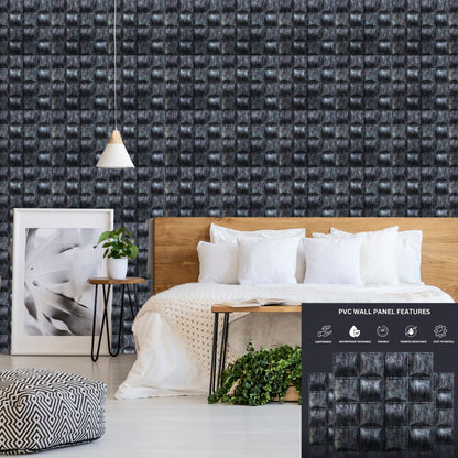 Thunder Black Block Design 3D Wall Panel View-2
