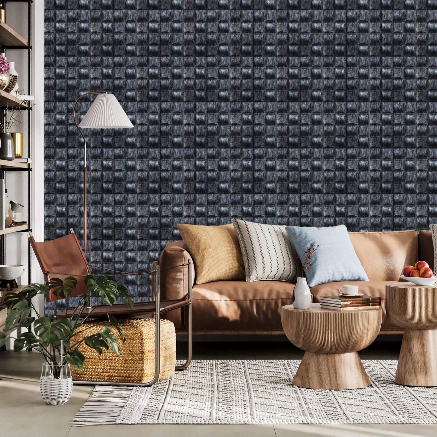 Thunder Black Block Design 3D Wall Panel View-3