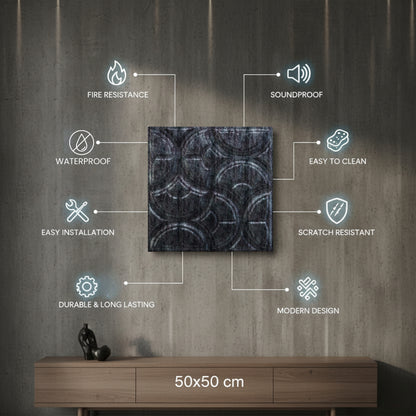 Thunder Black 3D Wall Panels Luna Design