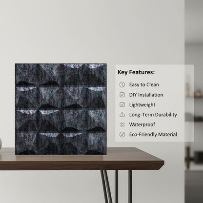 Thunder Black 3D Wall Panels Pixel Design