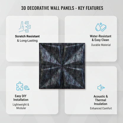 Thunder Black Bloom Design 3D Wall Panel View-2