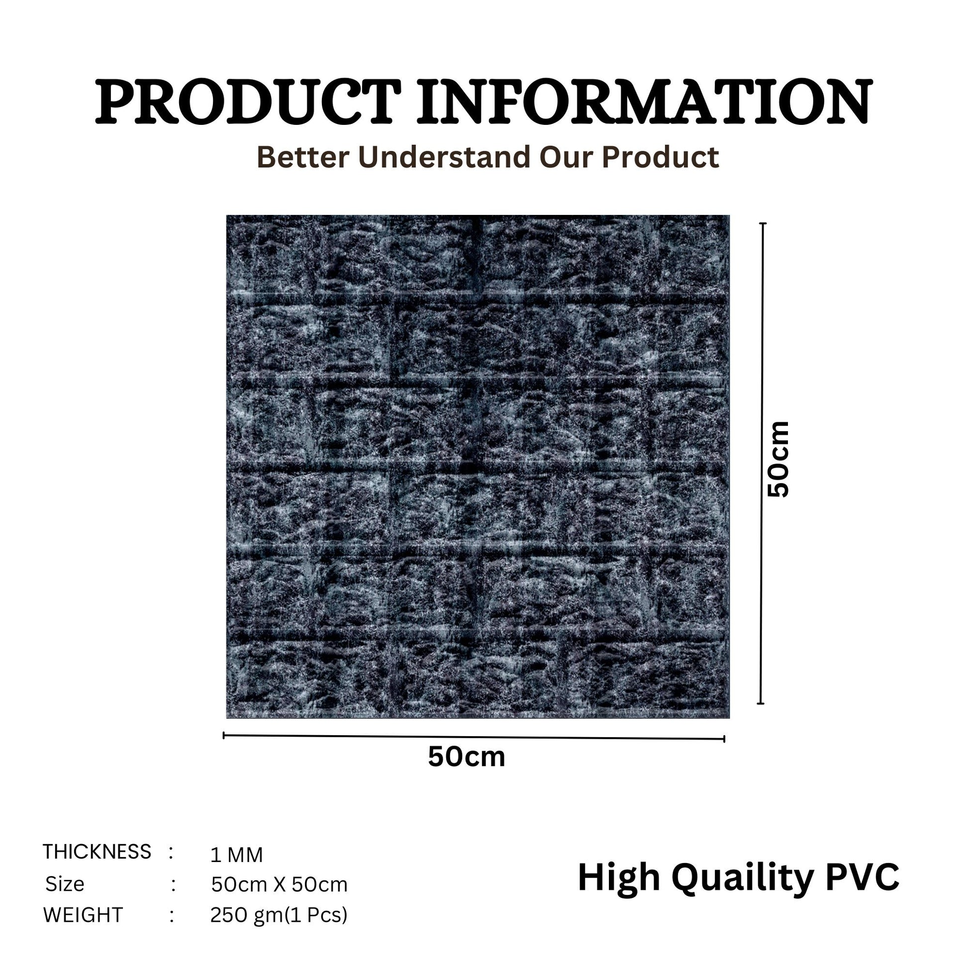 Thunder Black Self Adhesive 3D Panels Brick Design