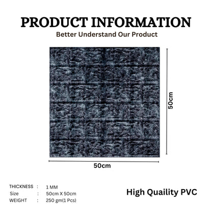 Thunder Black Self Adhesive 3D Panels Brick Design
