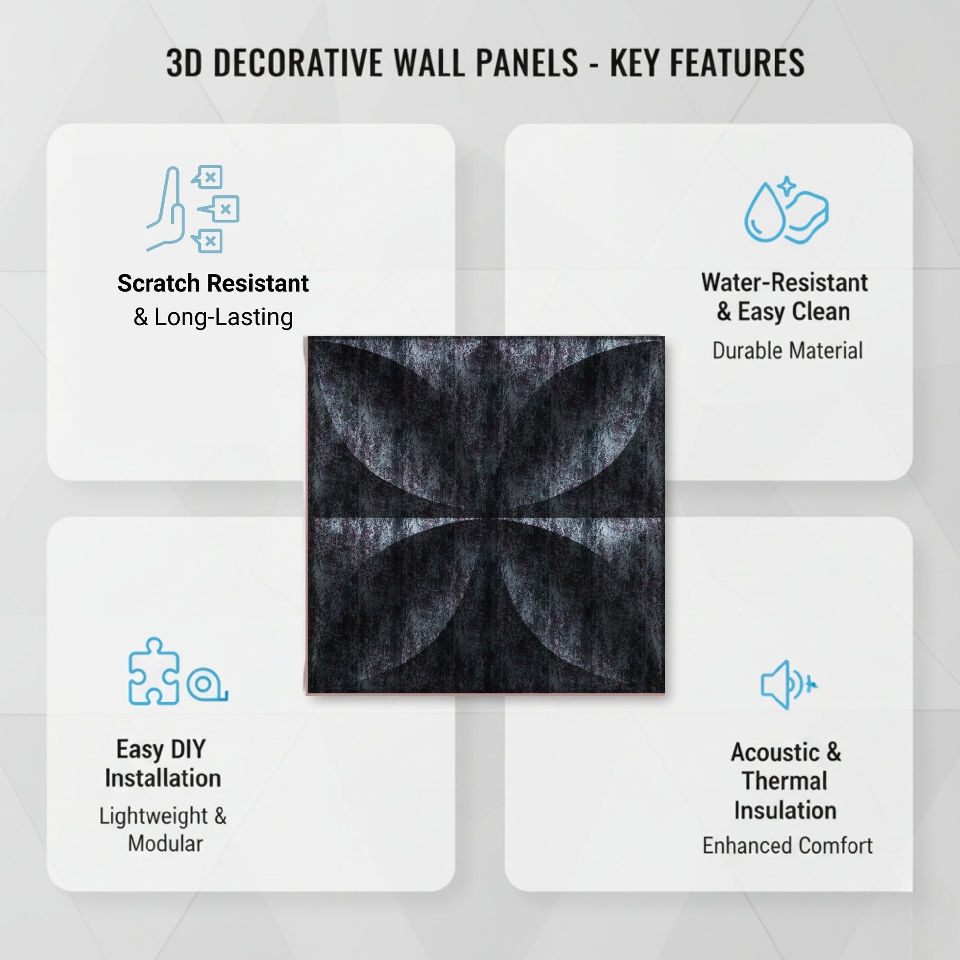 Thunder Black 3D Wall Panels Butterfly Design