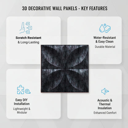 Thunder Black 3D Wall Panels Butterfly Design