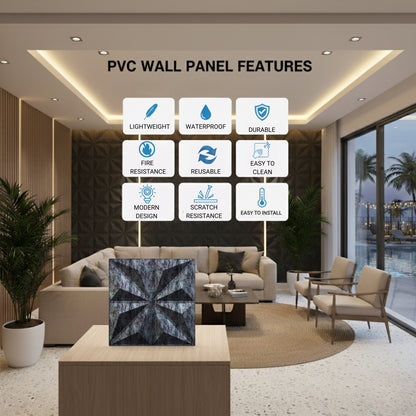 Thunder Black Crystal Design 3D Wall Panel View-3