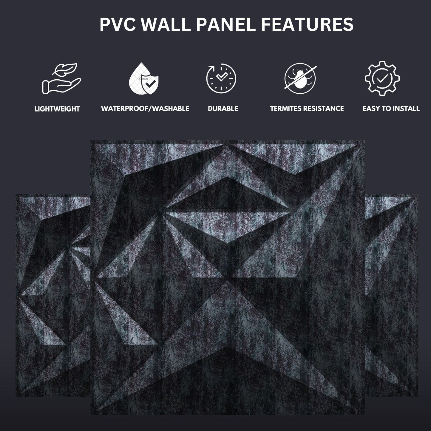 Thunder Black Diamond Design 3D Wall Panel-4