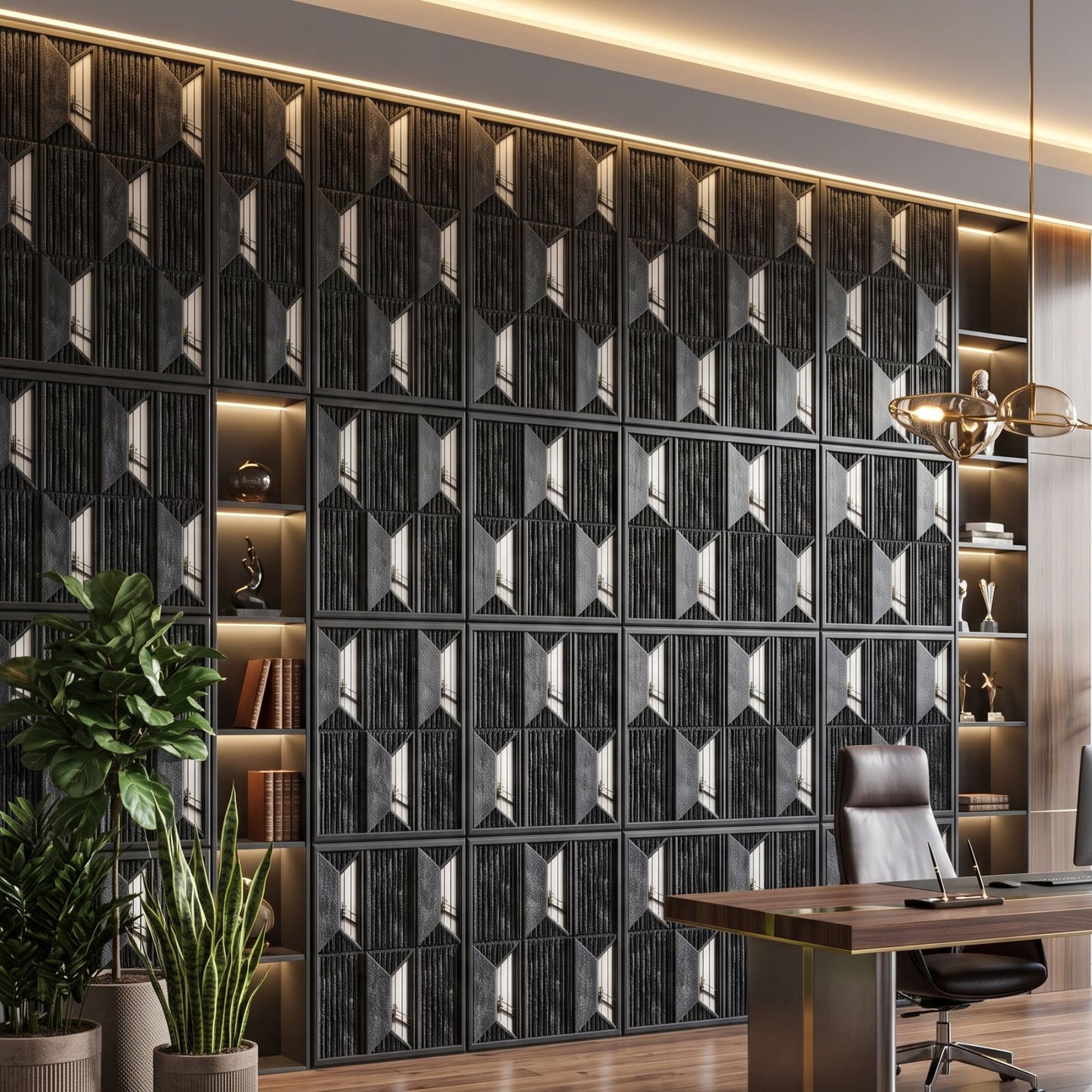 Thunder Black Silver Artisan Design Acrylic 3D Wall Panel-1