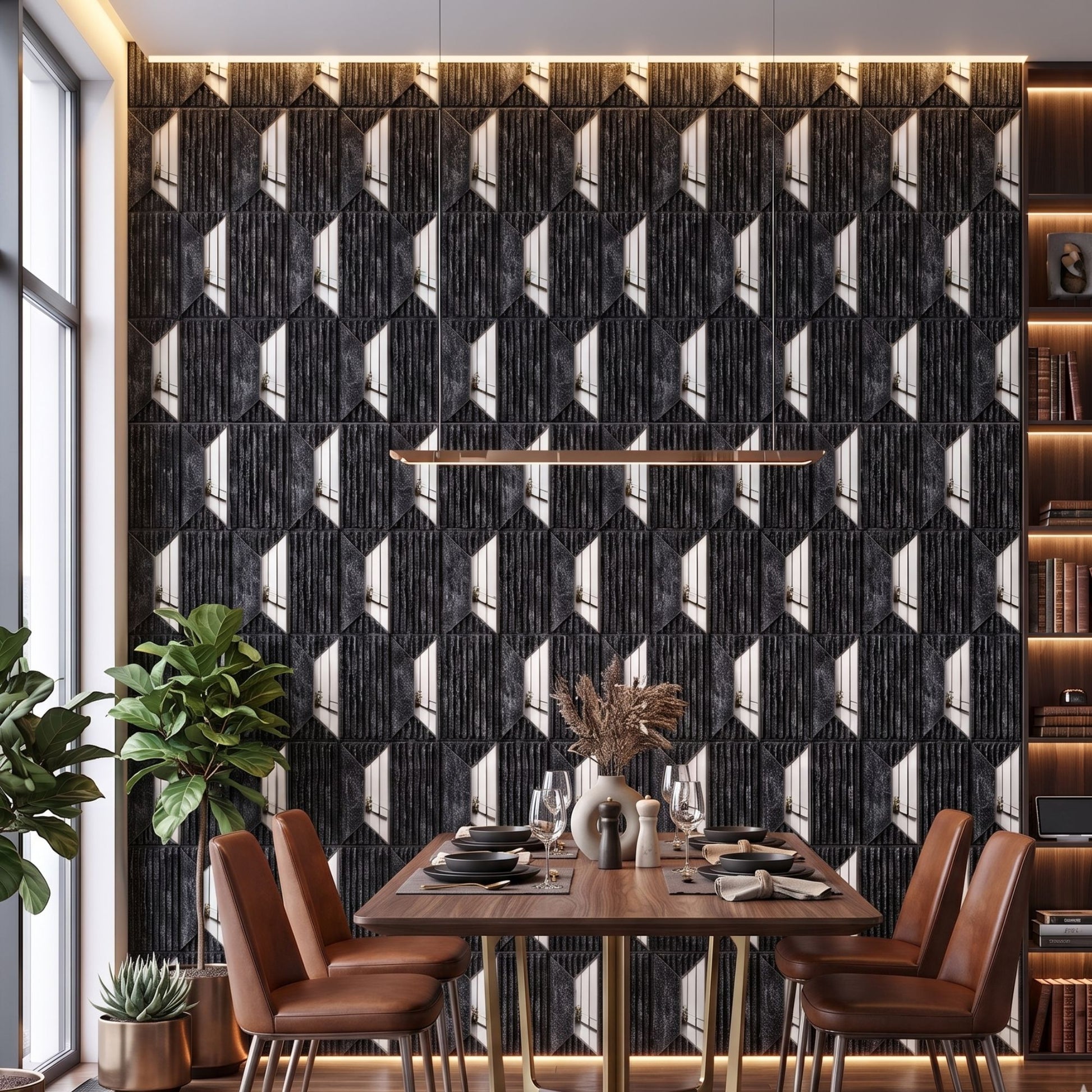 Thunder Black Silver Artisan Design Acrylic 3D Wall Panel-3