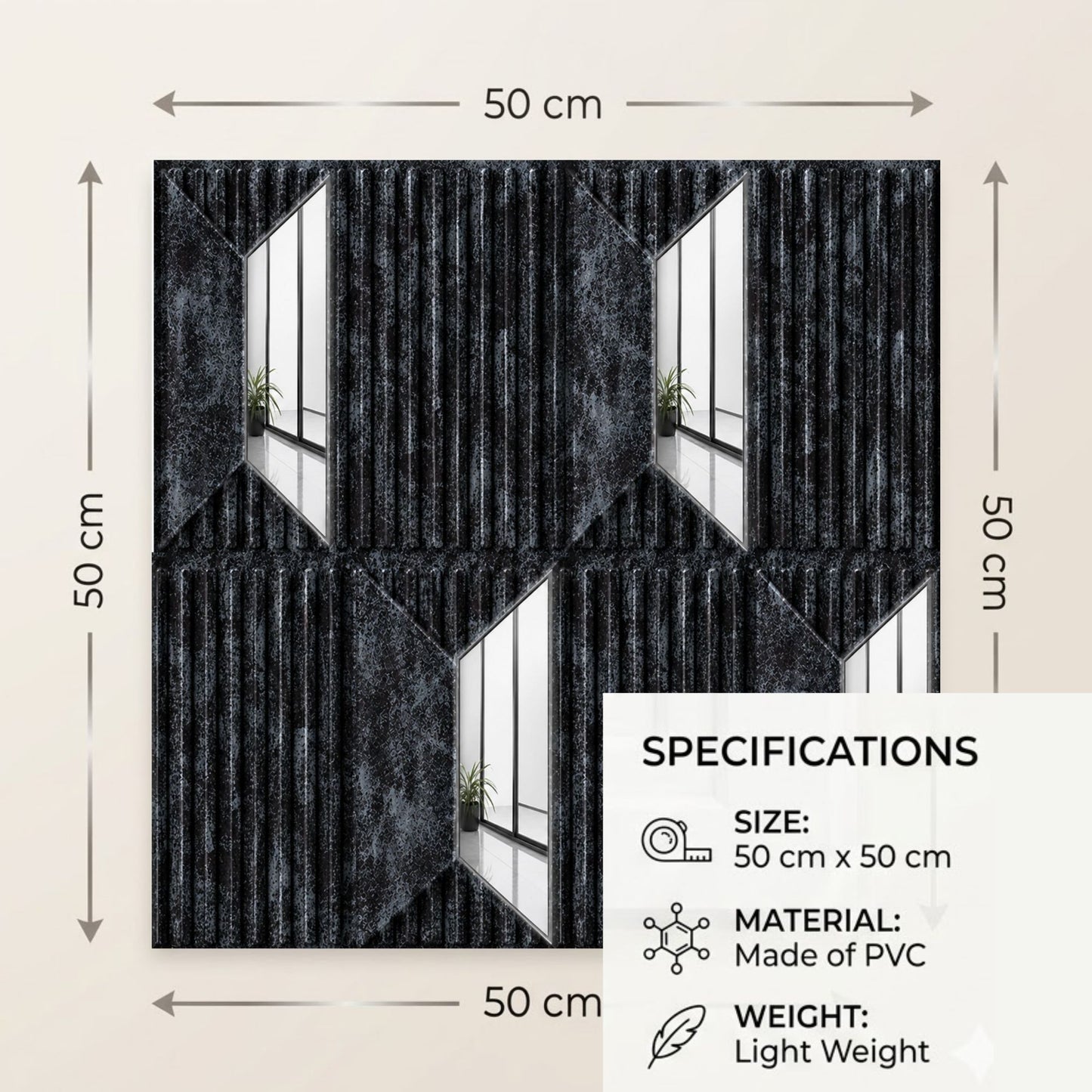 Thunder Black Silver Artisan Design Acrylic 3D Wall Panel-4