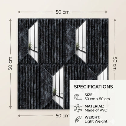 Thunder Black Silver Artisan Design Acrylic 3D Wall Panel-4