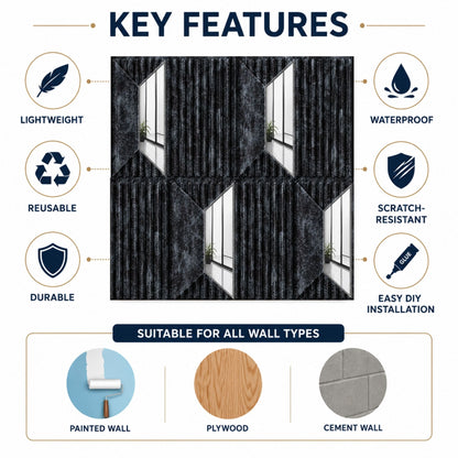 Thunder Black Silver Artisan Design Acrylic 3D Wall Panel-5