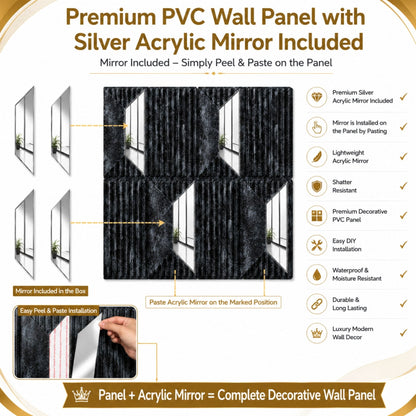 Thunder Black Silver Artisan Design Acrylic 3D Wall Panel-6