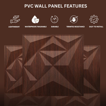 Walnutwood Diamond Design 3D Wall Panel-4