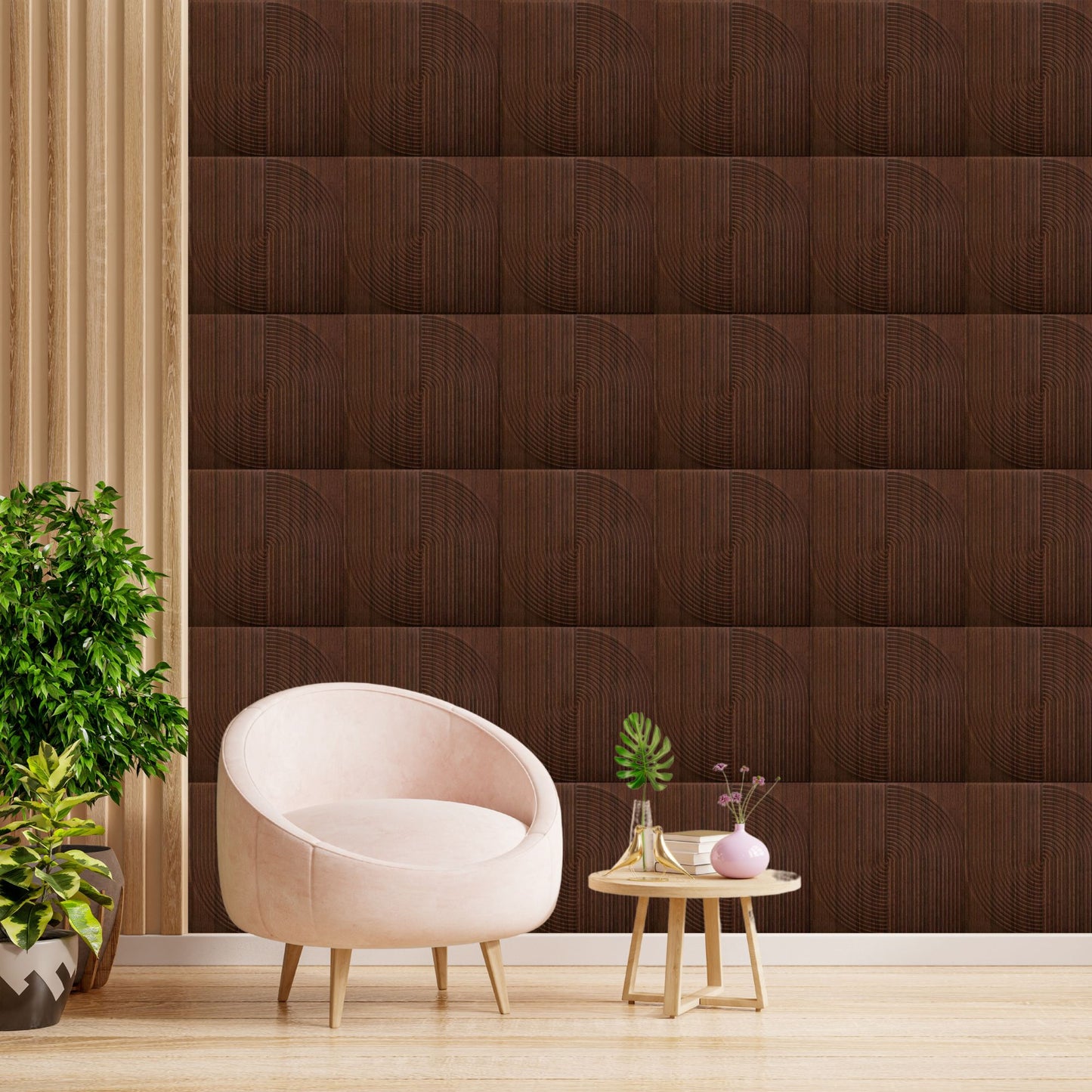 Walnut Wood Self Adhesive Panels Circle Design