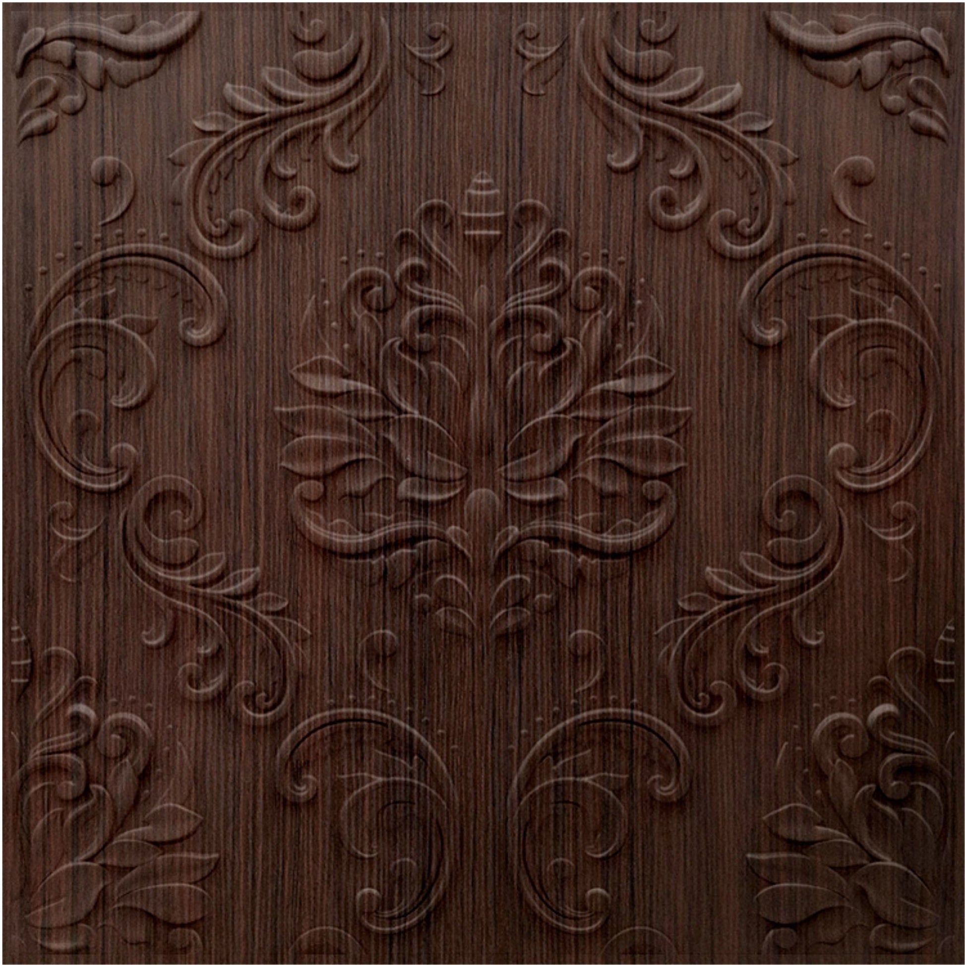 Walnut Wood Self Adhesive Panels Damask Design
