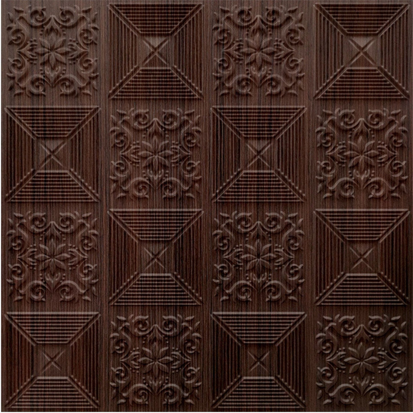 Walnut Wood Self Adhesive Wall Panels Flower Design