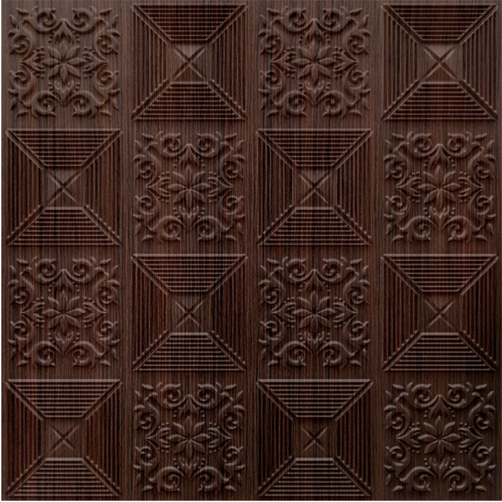 Walnut Wood Self Adhesive Wall Panels Flower Design