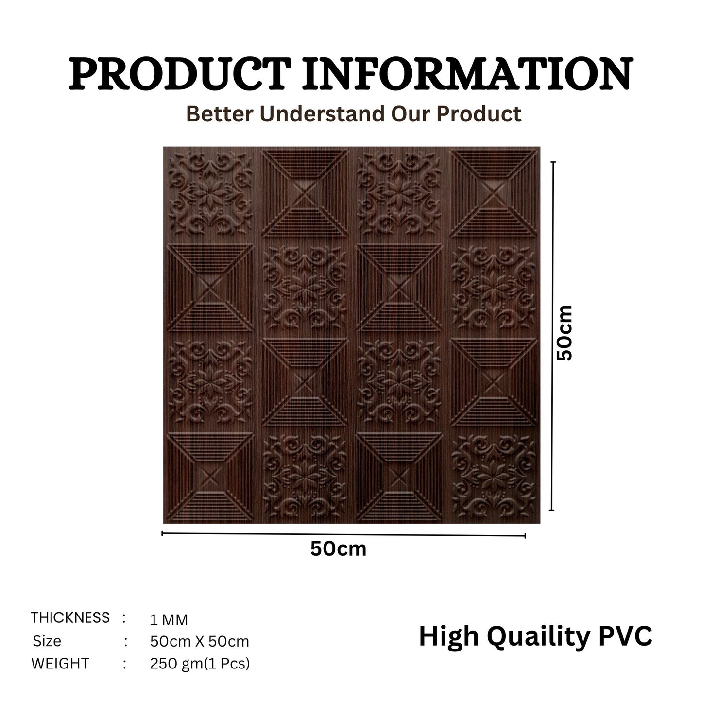 Walnut Wood Self Adhesive Wall Panels Flower Design